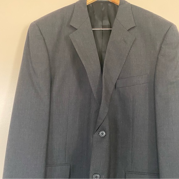 Stafford Blazer Men’s Dark Gray Two Button Wool Sport Jacket EUC - Picture 3 of 13